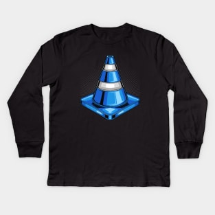 Blue Traffic Cone Kids Long Sleeve T-Shirt